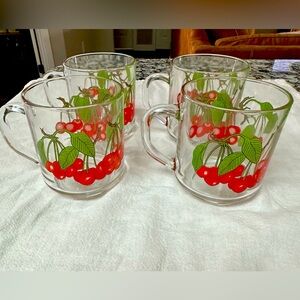 Vintage E. Martin Cherry Glass Mugs set of 4